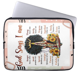 Funda Para Portátil Dios dice que soy mujer cristiana negra Sista Mela