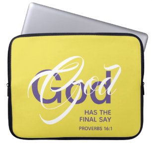 Funda Para Portátil DIOS TIENE ÚLTIMO DECIR Monograma Escritura Amaril