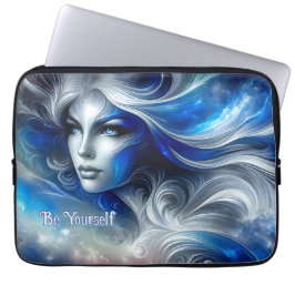 Funda Para Portátil Diosa Celestial Cabeza Azul Blanco Febrero -