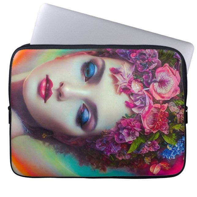 Funda Para Portátil Diosa de las flores (Frente)