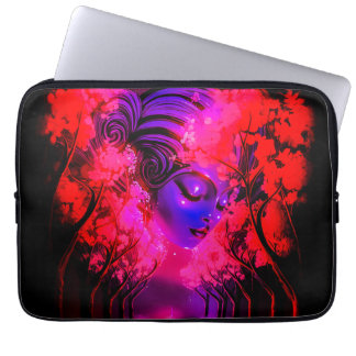 Funda Para Portátil Diosa de neón en bosque encantado