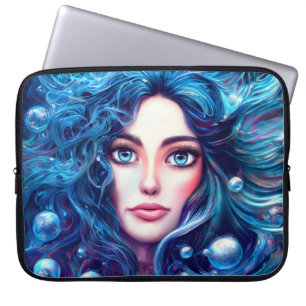 Funda Para Portátil Diosa del Mar de Sirena Nymph Siren Blue Underwate