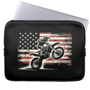 Funda Para Portátil Dirt Bike Bandera Americana Motocross Biker Vintag