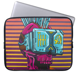 Funda Para Portátil Disco Cyber Skull Virtual Reality Cyberpunk