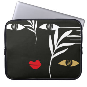 Funda Para Portátil Diseño abstracto con mínima cara femenina. Una l