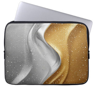 Funda Para Portátil Diseño abstracto elegante con oro y plata