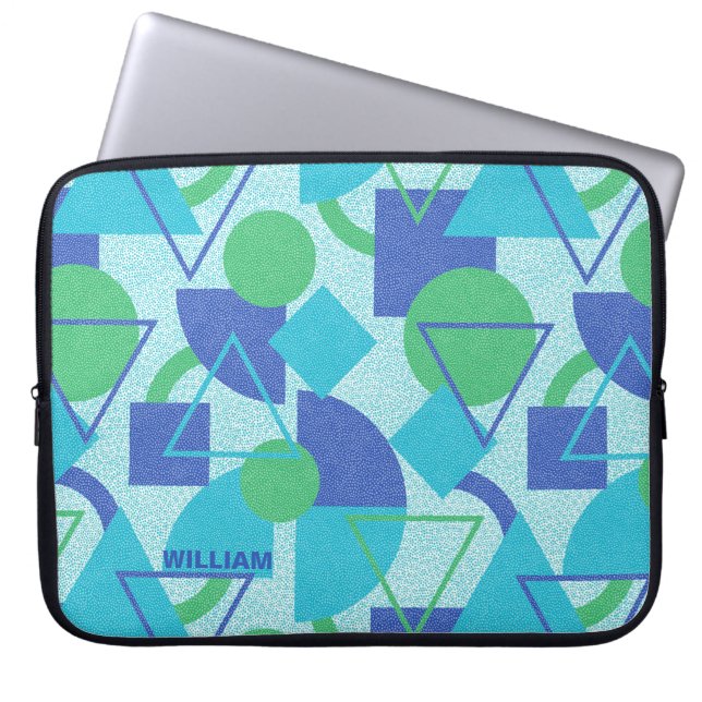 Funda Para Portátil Diseño abstracto verde y azul (Frente)