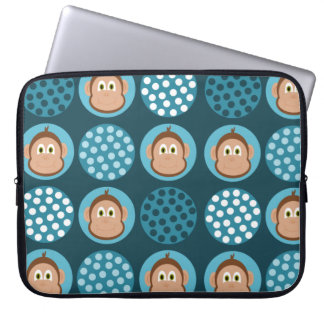 Funda Para Portátil Diseño azul del lunar y del mono