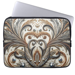 Funda Para Portátil Diseño barroco glamuroso con piedras de Purpurina