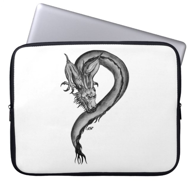 Funda Para Portátil Diseño blanco y negro de Dragon (Frente)