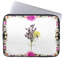 Funda Para Portátil Diseño botánico de lavanda y flor silvestre amaril