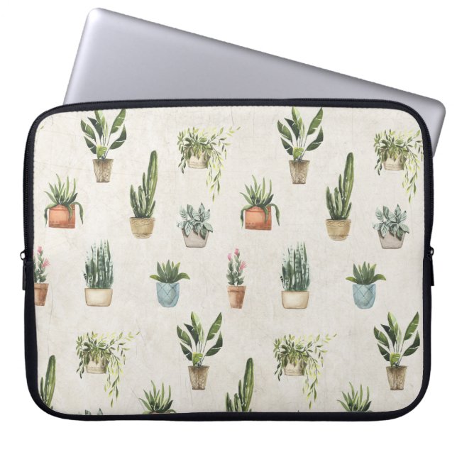 Funda Para Portátil Diseño de acuarela de plantas potentes (Frente)