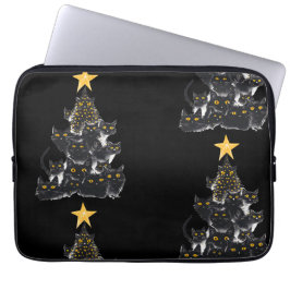 Funda Para Portátil Diseño de árbol de navidad para gato negro