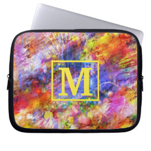 Funda Para Portátil Diseño de arte abstracto de monograma dorado