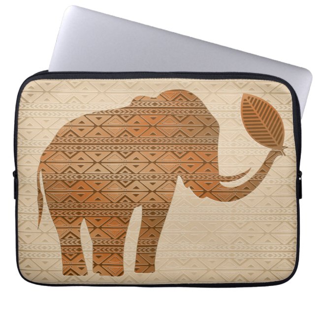 Funda Para Portátil Diseño de arte tribal para elefantes (Frente)