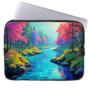 Funda Para Portátil Diseño de camino forestal soñador del río místico