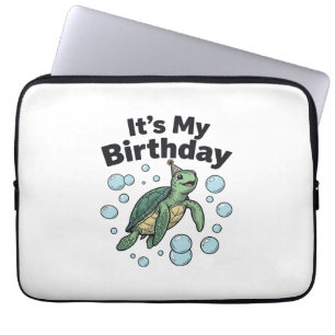 Funda Para Portátil Diseño de camisa de cumpleaños de tortuga marina_1