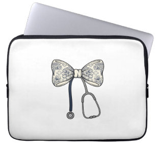 Funda Para Portátil Diseño de camisa floral con estetoscopio de lazo d