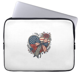 Funda Para Portátil Diseño de camisa floral con lazo de corazón patrió