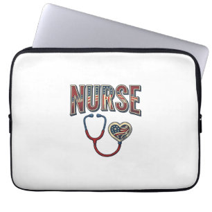 Funda Para Portátil Diseño de camiseta con estetoscopio patriótico de