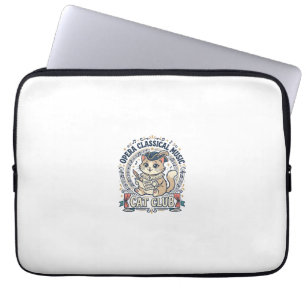 Funda Para Portátil Diseño de camiseta de gato lindo de música clásica