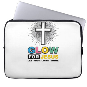 Funda Para Portátil Diseño de camiseta de luz de cruz cristiana Glow F