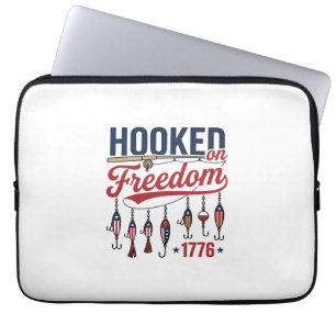 Funda Para Portátil Diseño de camiseta de pesca patriótica Adicto a la