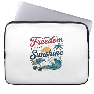 Funda Para Portátil Diseño de camiseta de playa vintage Libertad y sol