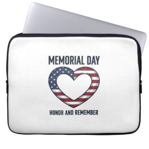 Funda Para Portátil Diseño de camiseta del Día de los Caídos Corazón H
