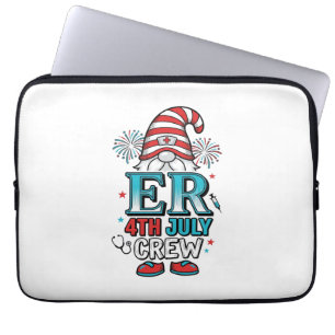 Funda Para Portátil Diseño de camiseta Gnome Patriótico ER 4 de julio