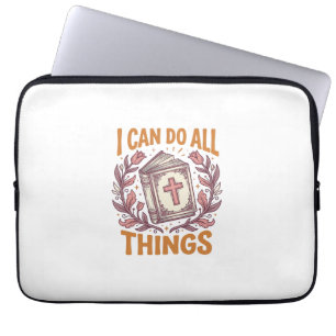 Funda Para Portátil Diseño de camiseta vintage de cita de fe floral cr
