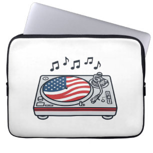 Funda Para Portátil Diseño de camiseta vintage de música de DJ patriót