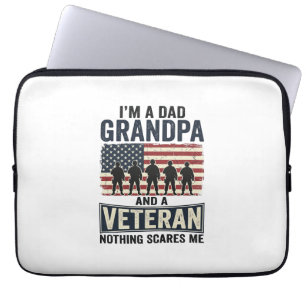 Funda Para Portátil Diseño de camiseta vintage patriota veterano abuel