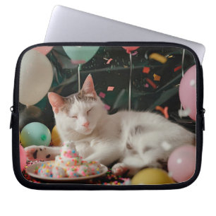 Funda Para Portátil Diseño de Celebración de Cumpleaños de Gato Adorab