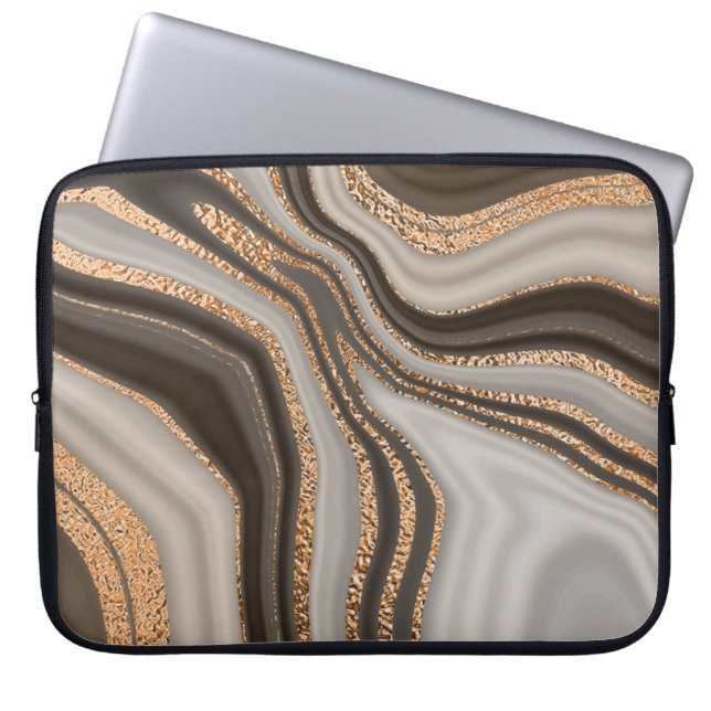 Funda Para Portátil Diseño de cosecha de oro marrón (Frente)