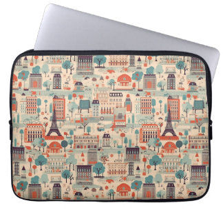 Funda Para Portátil Diseño de cosecha parisino - beige, rojo, verde