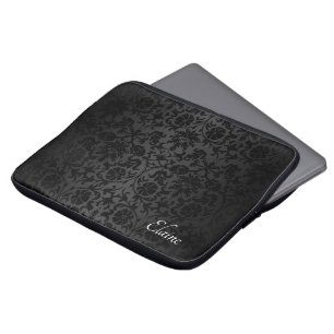 Funda Para Portátil Diseño de damasco negro floral