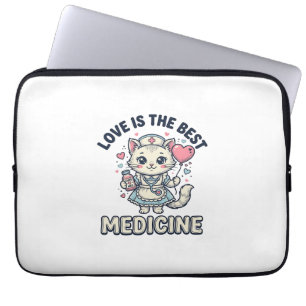 Funda Para Portátil Diseño de enfermera adorable gato el amor es la me