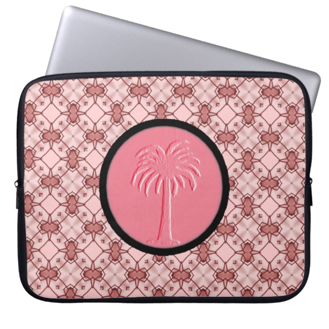 Funda Para Portátil Diseño de Entramado Geométrico Rosa-Palm Carolina (Frente)