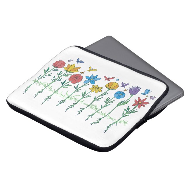 Funda Para Portátil diseño de flores en crecimiento (Superior anverso)