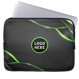 Funda Para Portátil Diseño de fluido abstracto negro y verde | Agregar