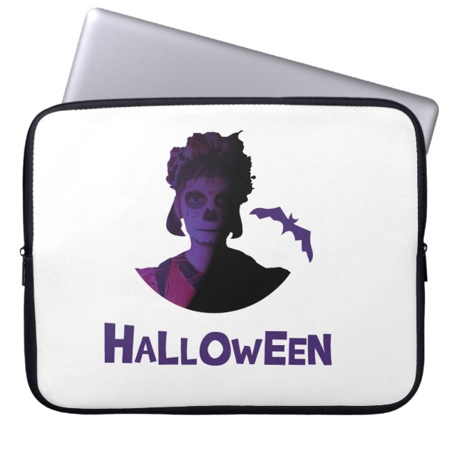 Funda Para Portátil Diseño de Halloween para Chicas mexicanos y murcié (Frente)