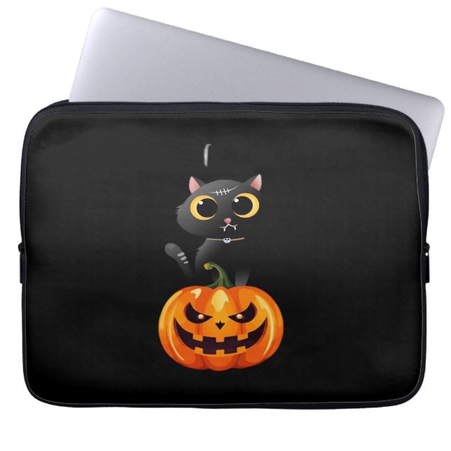 Funda Para Portátil Diseño de Halloween para Gatos Negros - Arte espel (Frente)