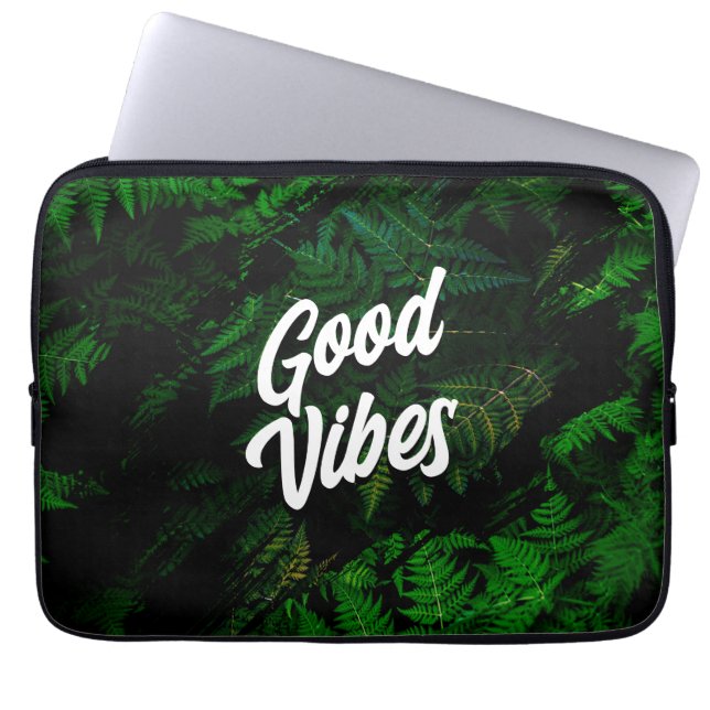 Funda Para Portátil Diseño de hojas tropicales de buenos vibraciones (Frente)