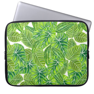 Funda Para Portátil Diseño de hojas tropicales de color acuático