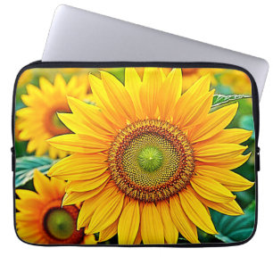 Funda Para Portátil Diseño de la Serenidad del Campo del Girasol Dorad