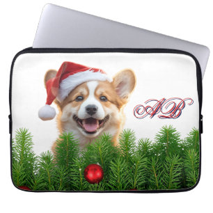 Funda Para Portátil Diseño de laptop navideño Santa Paws Corgi
