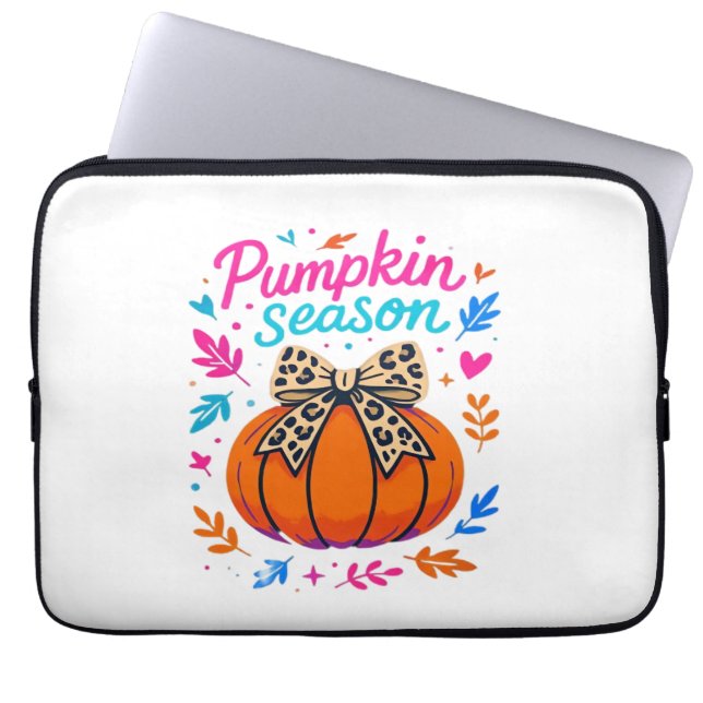 Funda Para Portátil Diseño de leopardo de la temporada de calabaza - A (Frente)