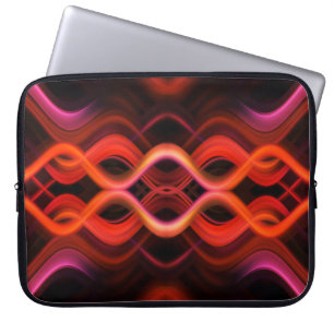 Funda Para Portátil Diseño de líneas onduladas geométricas rojas.