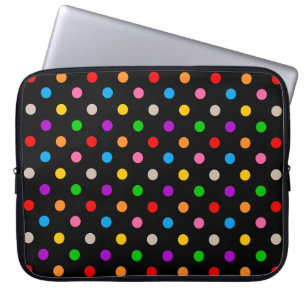 Funda Para Portátil Diseño de lunares de arcoíris colorido negro